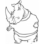 Dibujo para colorear Rinoceronte Con Sueter Para Pintar Y Colorear Rinoceronte Con Ropa