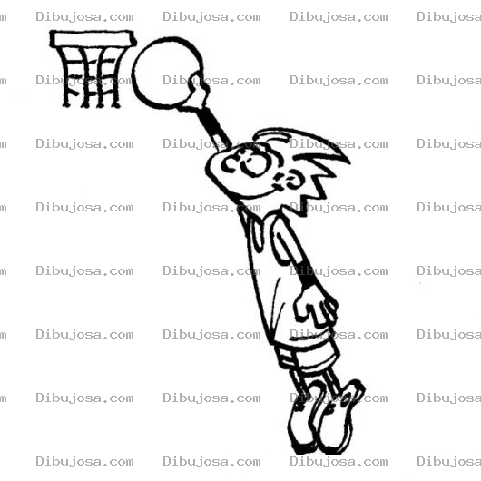 Dibujo para colorear Dibujo De Chico Clavando Una Pelota De Basquetbol En El Aro