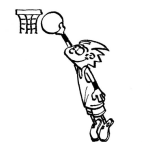 Dibujo para colorear Dibujo De Chico Clavando Una Pelota De Basquetbol En El Aro