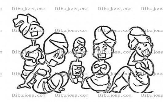 Dibujo para colorear Sauna De Mujeres Dibujo De Mujeres En Sauna Con Toallas Para Pintar Y Colorear