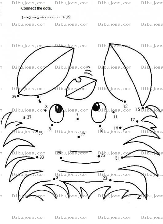Dibujo para colorear Conecta los puntos y dibuja al cangrejo