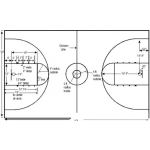 Dibujo para colorear Dimensiones De Una Cancha De Baloncesto En Pies Para Pintar Y Colorear Un Campo De Basquetbol