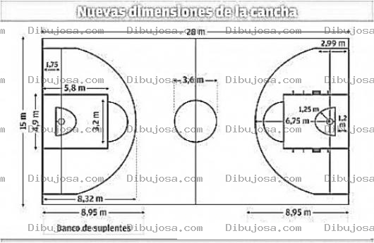 Dibujo para colorear Medidas De Una Cancha De Basquetbol En Metros En Dibujo Para Pintar Y Colorear