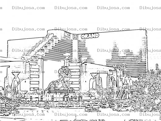 Dibujo para colorear Mgm Grand Las Vegas Para Pintar Y Colorear Dibujo Del Edificio De Mgmgrand Casino En Usa