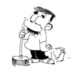 Dibujo para colorear Dibujo De Conserje Haciendo Limpieza Para Pintar Y Colorear A Un Hombre Con Una Escoba
