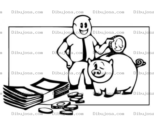 Dibujo para colorear El Que Ahorra Siempre Tiene Dibujo De Ahorrador Feliz Para Pintar Y Colorear