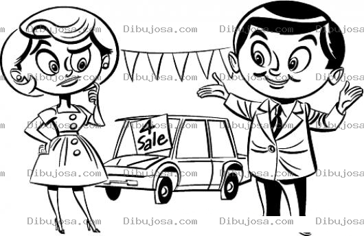 Dibujo para colorear Dibujo De Vendedor De Carros Para Pintar Y Colorear A Un Vendedor De Coches En Un Predio De Autos