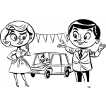 Dibujo para colorear Dibujo De Vendedor De Carros Para Pintar Y Colorear A Un Vendedor De Coches En Un Predio De Autos