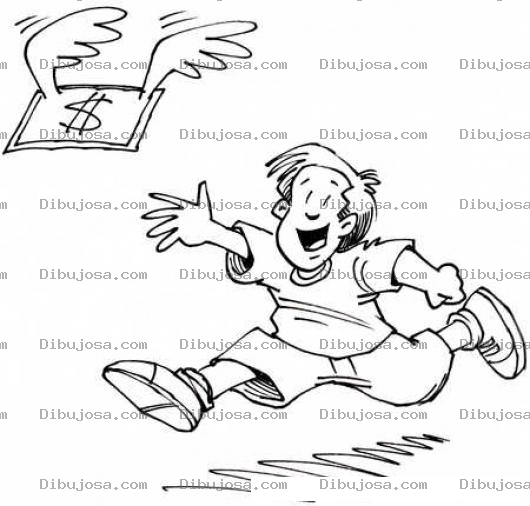 Dibujo para colorear El Dinero Se Va Volando Para Pintar Y Colorear