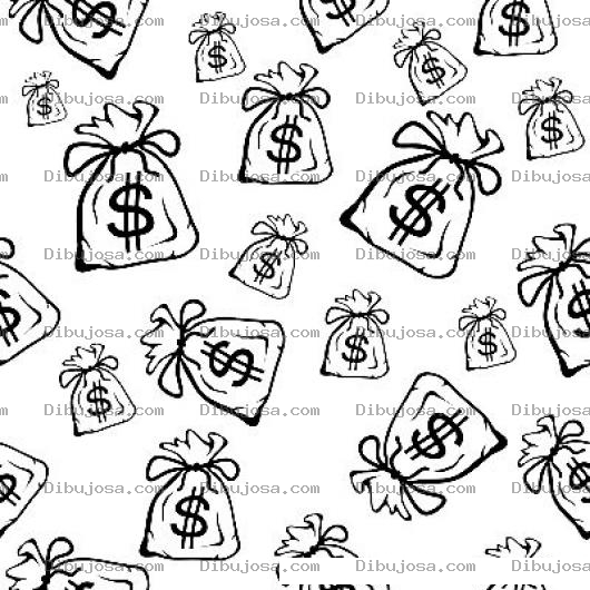Dibujo para colorear Bolsas De Dinero Cayendo Del Cielo Para Pintar Y Colorear