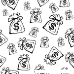 Dibujo para colorear Bolsas De Dinero Cayendo Del Cielo Para Pintar Y Colorear