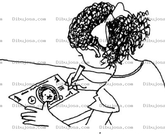 Dibujo para colorear Dibujo De Nina Pintando Un Billete Para Pintar Y Colorear