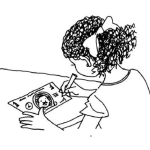 Dibujo para colorear Dibujo De Nina Pintando Un Billete Para Pintar Y Colorear