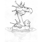 Dibujo para colorear Dibujo De Dragon Con Salvavidas Para Pintar Y Colorear