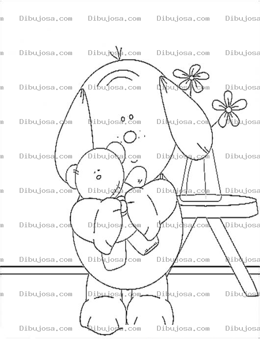 Dibujo para colorear Dibujo De Perrito Con Osito Para Pintar Y Colorear