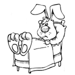 Dibujo para colorear Dibujo De Conejito Enfermo En Cama Para Pintar Y Colorear