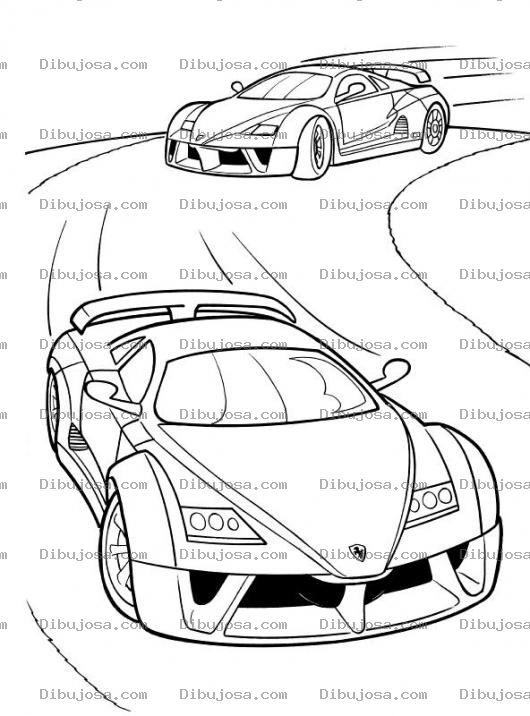 Dibujo para colorear Carrera De Coches Deportivos Para Pintar Y Colorear Competencia De Carros En Pista De Carreras