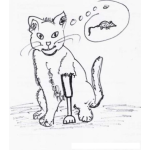 Dibujo para colorear Dibujo De Gato Con Protesis Pensando En Un Raton Para Pintar Y Colorear