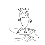 Dibujo para colorear Vaca Surfeando Para Pintar Y Colorear Vaca En Tabla De Surf