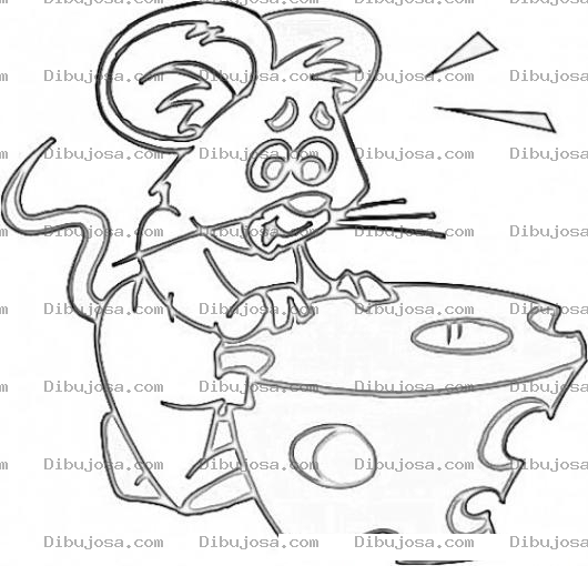 Dibujo para colorear Dibujo De Raton Con Queso Para Pintar Y Colorear