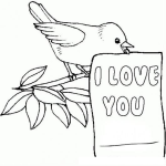 Dibujo para colorear Como Decir Te Amo Con Un Dibujo Para Pintar Y Colorear Pajarito Con Rotulo De I Love You