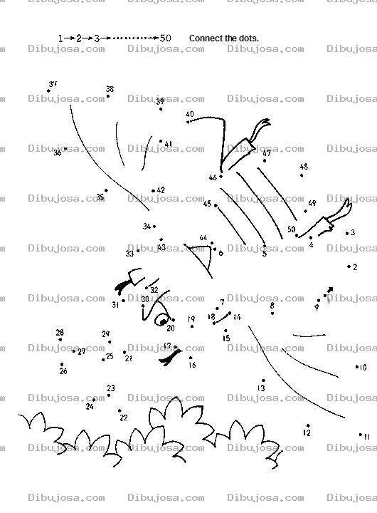 Dibujo para colorear Conecta los puntos del 1 al 50 y completa el dibujito