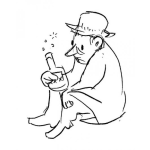 Dibujo para colorear Dibujo De Borracho Sentado En El Suelo Con Una Botella De Licor Para Pintar Y Colorear