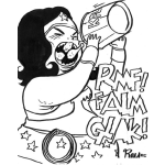 Dibujo para colorear Dibujo De La Mujer Maravilla Comiendo Como Una Gorda Glotona Para Pintar Y Colorear