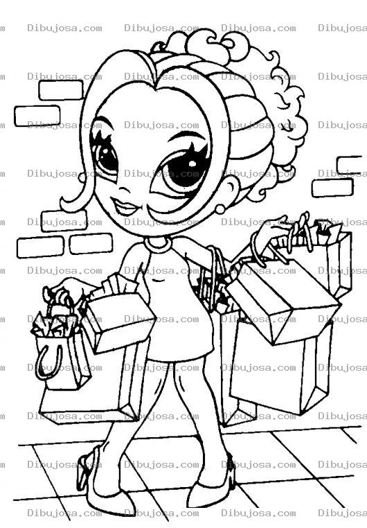 Dibujo para colorear Dibujo De Chica Bratz De Shopping Para Pintar Y Colorear Mujercita Comprando