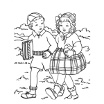 Dibujo para colorear Dibujo De Una Parejita De Ninos Camino A La Escuela Para Pintar Y Colorear