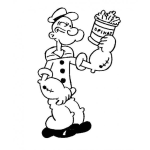 Dibujo para colorear Dibujo De Popeye El Marino Con Una Lata De Espinacas Para Pintar Y Colorear