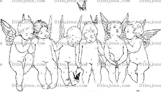 Dibujo para colorear Dibujo De Bebes Angelitos Con Alas En El Cielo Para Pintar Y Colorear