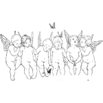 Dibujo para colorear Dibujo De Bebes Angelitos Con Alas En El Cielo Para Pintar Y Colorear