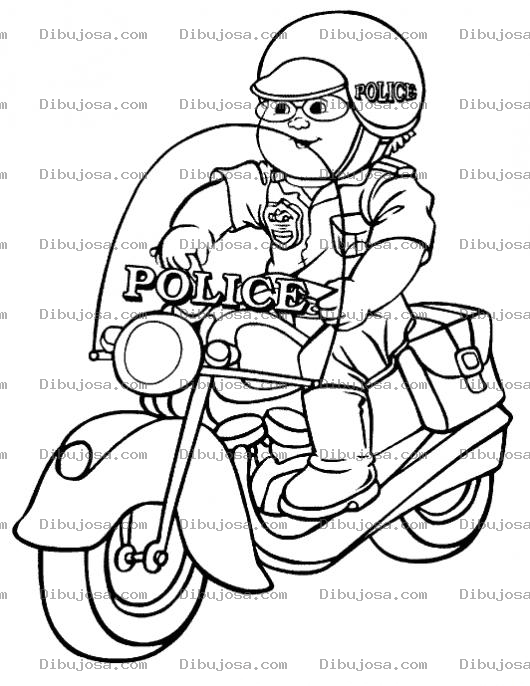 Dibujo para colorear Dibujo De Policia En Moto Para Pintar Y Colorear