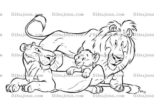 Dibujo para colorear Familia De Leones Para Pintar Y Colorear Mama Leona Papa Leon Y Bebe Leoncito