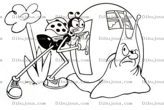Dibujo para colorear Dibujo De Hormiga Con Caracol Para Pintar Y Colorear