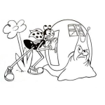 Dibujo para colorear Dibujo De Hormiga Con Caracol Para Pintar Y Colorear