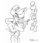 Dibujo para colorear Dibujo De Cholo Grafitero Pintando Un Grafiti En La Pared Para Pintar Y Colorear