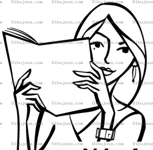 Dibujo para colorear Dibujo De Mujer Leyendo Una Revista Para Pintar Y Colorear