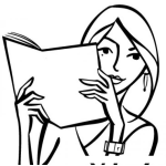 Dibujo para colorear Dibujo De Mujer Leyendo Una Revista Para Pintar Y Colorear