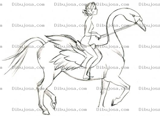 Dibujo para colorear Caballocisne Dibujo De Caballo Con Cabeza De Cisne Para Pintar Y Colorear