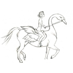 Dibujo para colorear Caballocisne Dibujo De Caballo Con Cabeza De Cisne Para Pintar Y Colorear