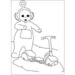 Dibujo para colorear Dibujo De Teletubi Con Monopatin En La Nieve Para Pintar Y Colorear