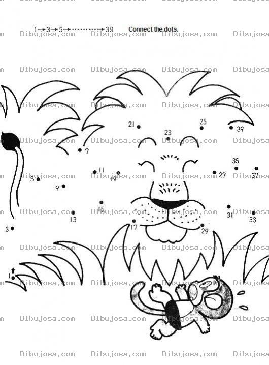Dibujo para colorear Conecta los puntos del 1 al 39 para completar al leon
