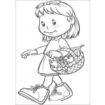Dibujo para colorear Dibujo De Nina Con Canasta De Frutas Para Pintar Y Colorear