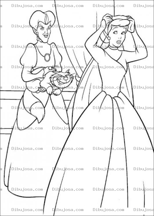 Dibujo para colorear Dibujo De Cenicienta Y Su Malvada Madrastra Para Pintar Y Colorear
