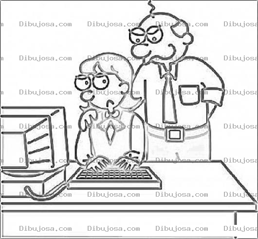 Dibujo para colorear Dibujo De Acoso Sexual Para Pintar Y Colorear Secretaria Trabajando Con Jefe Acosador