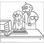 Dibujo para colorear Dibujo De Acoso Sexual Para Pintar Y Colorear Secretaria Trabajando Con Jefe Acosador