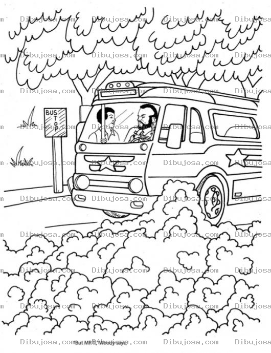 Dibujo para colorear Dibujo De Mister T Manejando Un Bus Para Pintar Y Colorear