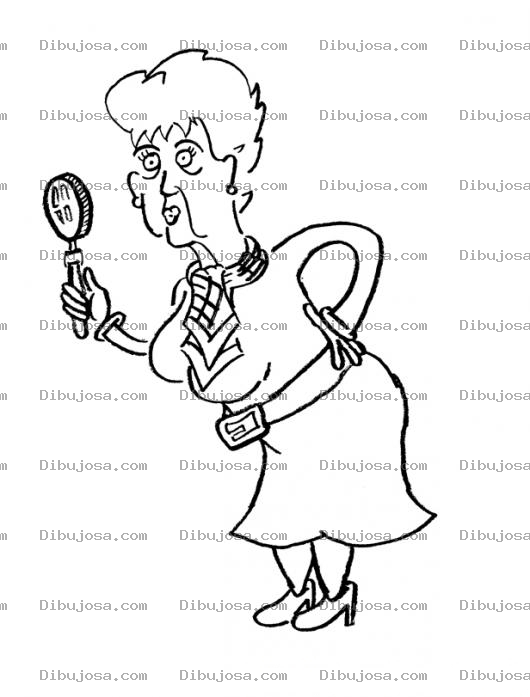 Dibujo para colorear Abuelita Detective Para Pintar Y Colorear Abuela Con Lupa